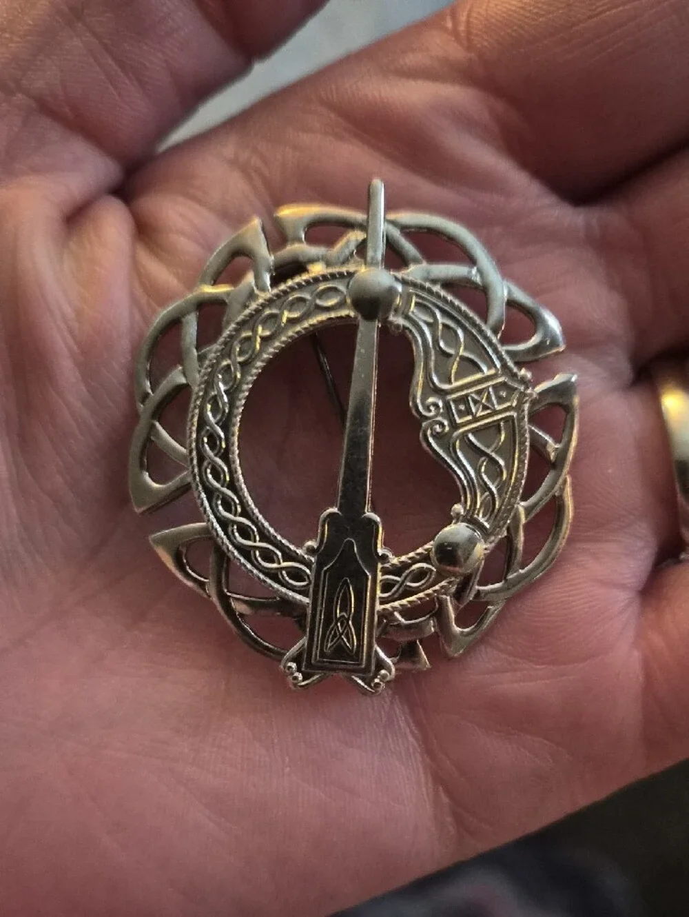 Michael Goldstone Sterling Silver Celtic Knot Brooch Pendant Signed Ireland